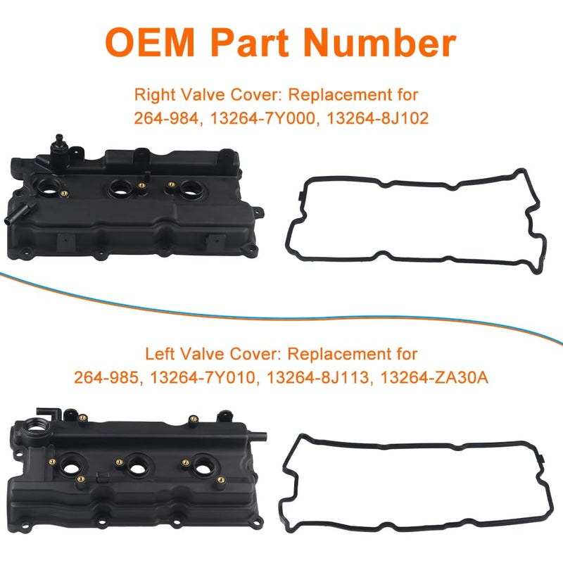 WATERWICH Engine Valve Cover with Gasket Compatible with Nissan Maxima Murano Altima 3.5L Turbo 2002 2003 2004 2005 2006 2007 Replaces 264-985 264-984 (Set of 2) - Image 3